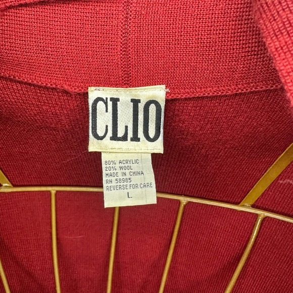 Vintage 90s Clio Women's Red Wool Blend Cardigan Sweater - size Large - Picture 6 of 7